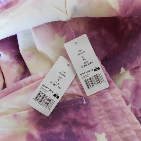 NWT!! WILDFOX Two-Piece Set Top Sweatshirt Shorts Purple Tie Dye Stars X-Large - Picture 12 of 16